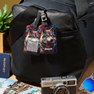 Gepersonaliseerde Wolf Galaxy Bagagelabel