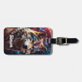 Gepersonaliseerde Wolf Galaxy Bagagelabel