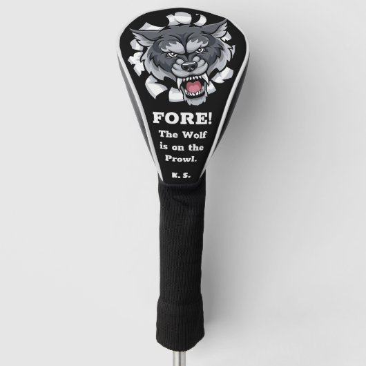Gepersonaliseerde Wolf Golf Club Hoesje Golfheadcover (Voorkant)