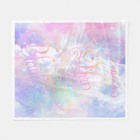 Gepersonaliseerde Wolken en Sterren Nap Deken (Voorkant (Horizontaal))