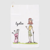 Gepersonaliseerde Woman Golfer Golfhanddoek (Voorkant)