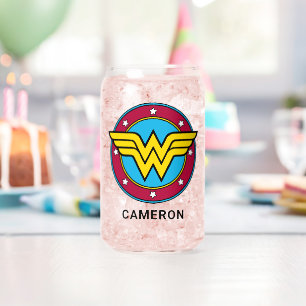 Gepersonaliseerde Wonder Woman   Cirkel en sterren Blikvorm Glas