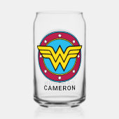 Gepersonaliseerde Wonder Woman | Cirkel en sterren Blikvorm Glas (Achterkant)