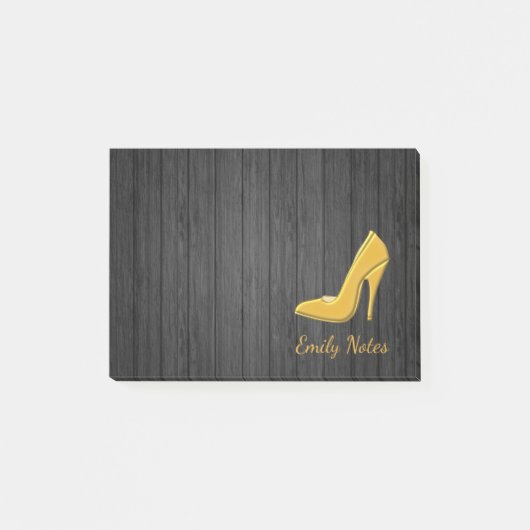 Gepersonaliseerde Wooden Gold-schoen met hoge hiel Post-it® Notes (Voorkant)