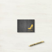 Gepersonaliseerde Wooden Gold-schoen met hoge hiel Post-it® Notes (Op bureau)