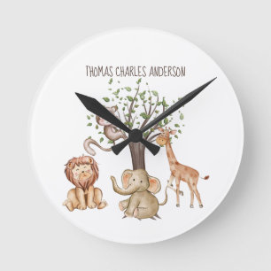 Gepersonaliseerde Woodland Animals Baby Gift Nurse Ronde Klok