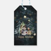Gepersonaliseerde Woodland Animals Christmas Blue Cadeaulabel (Achterkant)