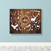 Gepersonaliseerde Woodland Baby Boy Nursery Birth Canvas Afdruk (Insitu (Houten vloer))