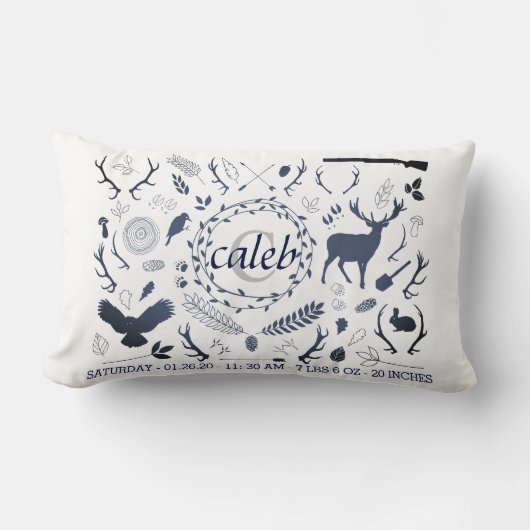 Gepersonaliseerde Woodland Baby Boy Nursery Birth  Kussen (Voorkant)