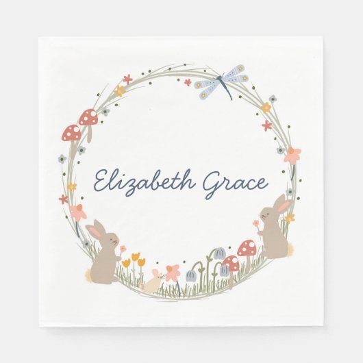 Gepersonaliseerde Woodland Baby shower servetten (Voorkant)