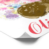 Gepersonaliseerde Woodland Bloemen Nursery Decor Poster (Hoek)