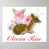 Gepersonaliseerde Woodland Bloemen Nursery Decor Poster (Voorkant)