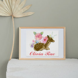 Gepersonaliseerde Woodland Bloemen Nursery Decor Poster