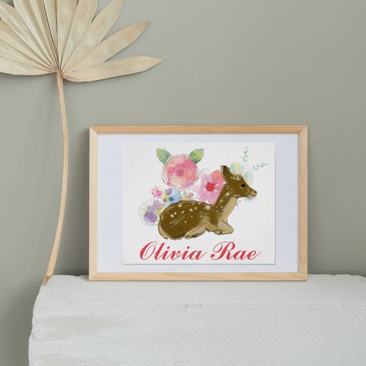 Gepersonaliseerde Woodland Bloemen Nursery Decor Poster