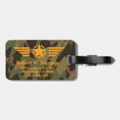 Gepersonaliseerde Woodland Camouflage Uniform Bagagelabel (Achterkant horizontaal)