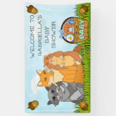 Gepersonaliseerde Woodland Creatures Boy Baby show Spandoek (Verticaal)