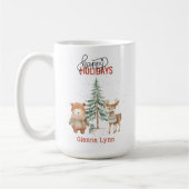 Gepersonaliseerde Woodland Dieren Kerstmis Koffiemok (Links)