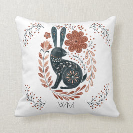 Gepersonaliseerde Woodland Rabbit Folk Art Kussen
