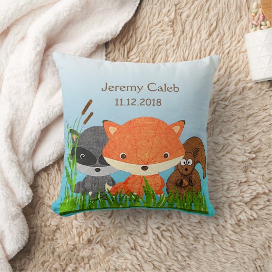 Gepersonaliseerde Woodlands Dieren Fox Sierkussen (Deken)