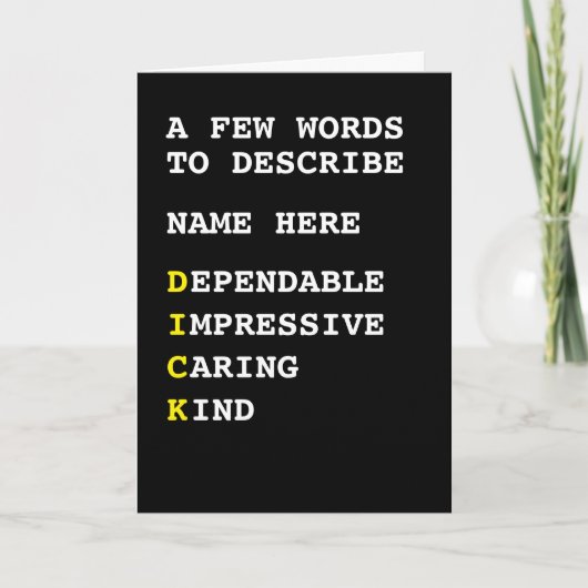 Gepersonaliseerde woorden om te beschrijven kaart (Voorkant)