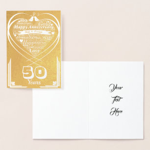 Gepersonaliseerde Word Art 50e Jubileum Goud Folie Kaarten