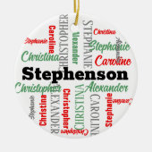 Gepersonaliseerde Word-Art Collage Familie Vakanti Keramisch Ornament (Voorkant)