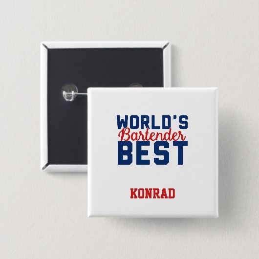 Gepersonaliseerde World's Best Bartender Vierkante Button 5,1 Cm (Voorkant /achterkant)