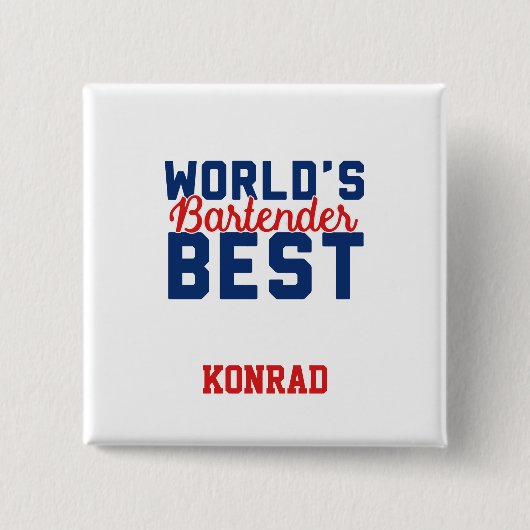Gepersonaliseerde World's Best Bartender Vierkante Button 5,1 Cm (Voorkant)