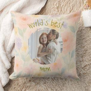 Gepersonaliseerde 'World's Best Mom' Bloemenkussen Kussen