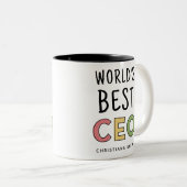 Gepersonaliseerde World's beste CEO Tweekleurige Koffiemok (Voorkant rechts)