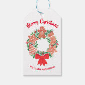 Gepersonaliseerde Wreath Merry Kerstmis Cadeaulabel (Voorkant)