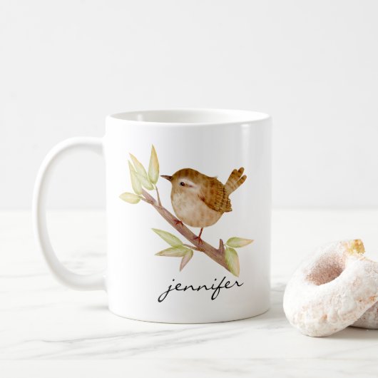 Gepersonaliseerde Wren Bird Mok (Met donut)