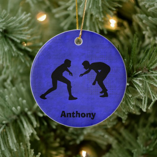 Gepersonaliseerde Wrestler Silhouettes kerst Keramisch Ornament (Boom)