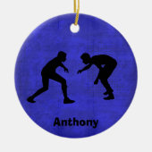 Gepersonaliseerde Wrestler Silhouettes kerst Keramisch Ornament (Voorkant)