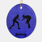 Gepersonaliseerde Wrestler Silhouettes kerst Keramisch Ornament (Links)