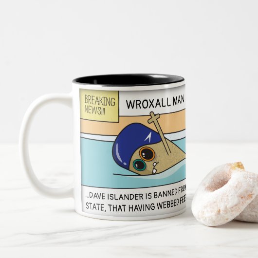 Gepersonaliseerde Wroxall-zwemMok Tweekleurige Koffiemok (Met donut)