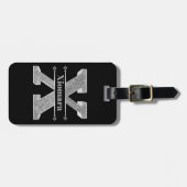 Gepersonaliseerde X Initiaal Silver Monogram Jouw Bagagelabel (Voorkant horizontaal)