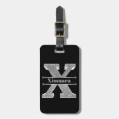 Gepersonaliseerde X Initiaal Silver Monogram Jouw Bagagelabel (Voorkant verticaal)