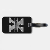 Gepersonaliseerde X Initiaal Silver Monogram Jouw Bagagelabel (Achterkant horizontaal)