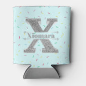 Gepersonaliseerde X Initiaal Silver Monogram Jouw Blikjeskoeler (Voorkant)