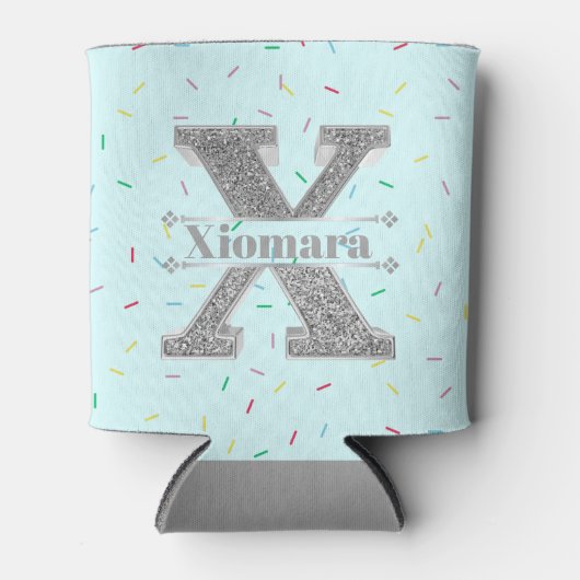 Gepersonaliseerde X Initiaal Silver Monogram Jouw Blikjeskoeler (Voorkant)