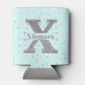 Gepersonaliseerde X Initiaal Silver Monogram Jouw Blikjeskoeler (Achterkant)