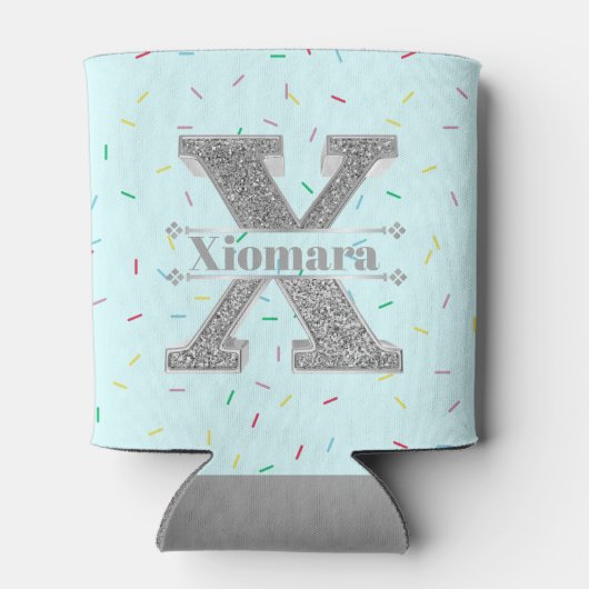 Gepersonaliseerde X Initiaal Silver Monogram Jouw  Blikjeskoeler (Achterkant)