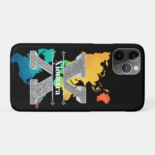 Gepersonaliseerde X Initiaal Silver Monogram Jouw Case-Mate iPhone Case (Achterkant (horizontaal))