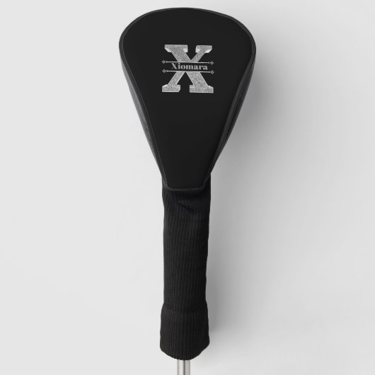 Gepersonaliseerde X Initiaal Silver Monogram Jouw Golfheadcover (Voorkant)