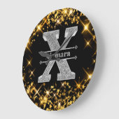 Gepersonaliseerde X Initiaal Silver Monogram Jouw Grote Klok (Hoek)