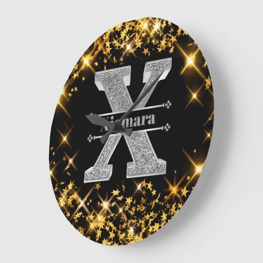 Gepersonaliseerde X Initiaal Silver Monogram Jouw Grote Klok (Hoek)