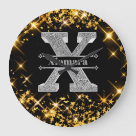 Gepersonaliseerde X Initiaal Silver Monogram Jouw  Grote Klok