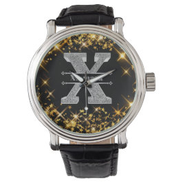 Gepersonaliseerde X Initiaal Silver Monogram Jouw  Horloge