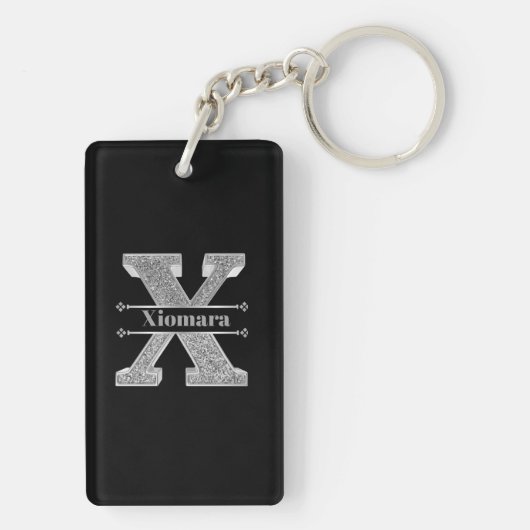 Gepersonaliseerde X Initiaal Silver Monogram Jouw Sleutelhanger (achterkant)